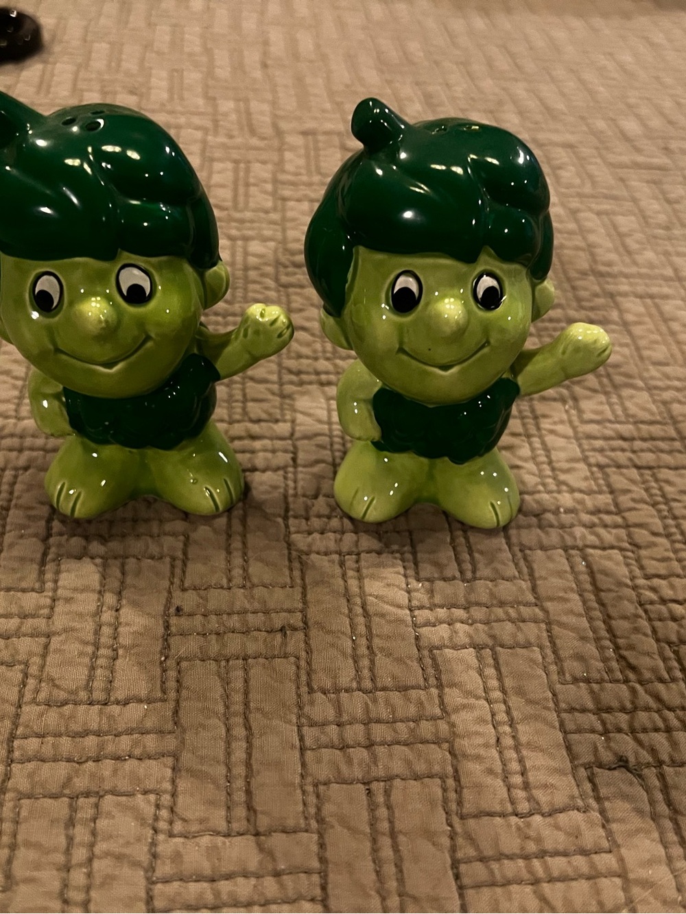 VTG Green Giant Little Green Sprout Salt & Pepper Shakers Ceramic